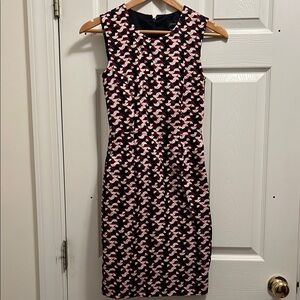 J. Crew Burgundy/Navy/Pink Geometric Sheath Mini Dress
